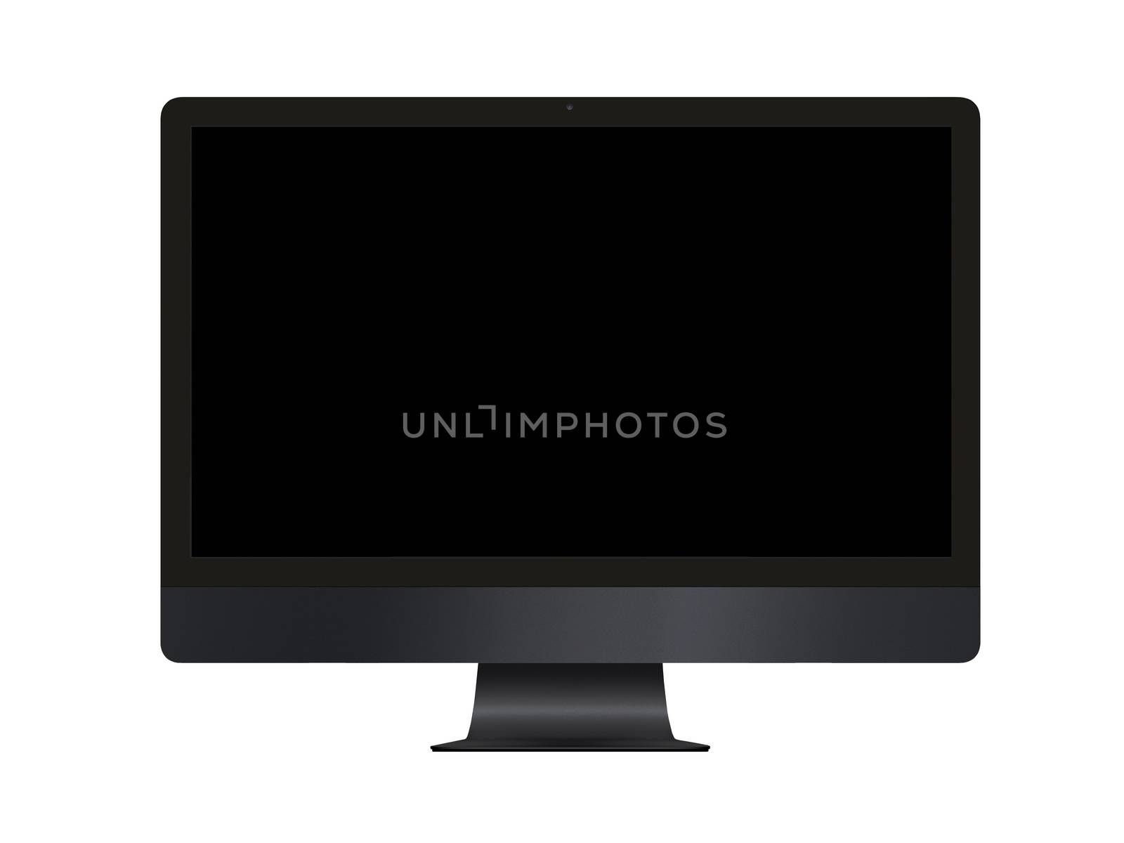 Isolated dark grey professional computer and black blank screen by cougarsan