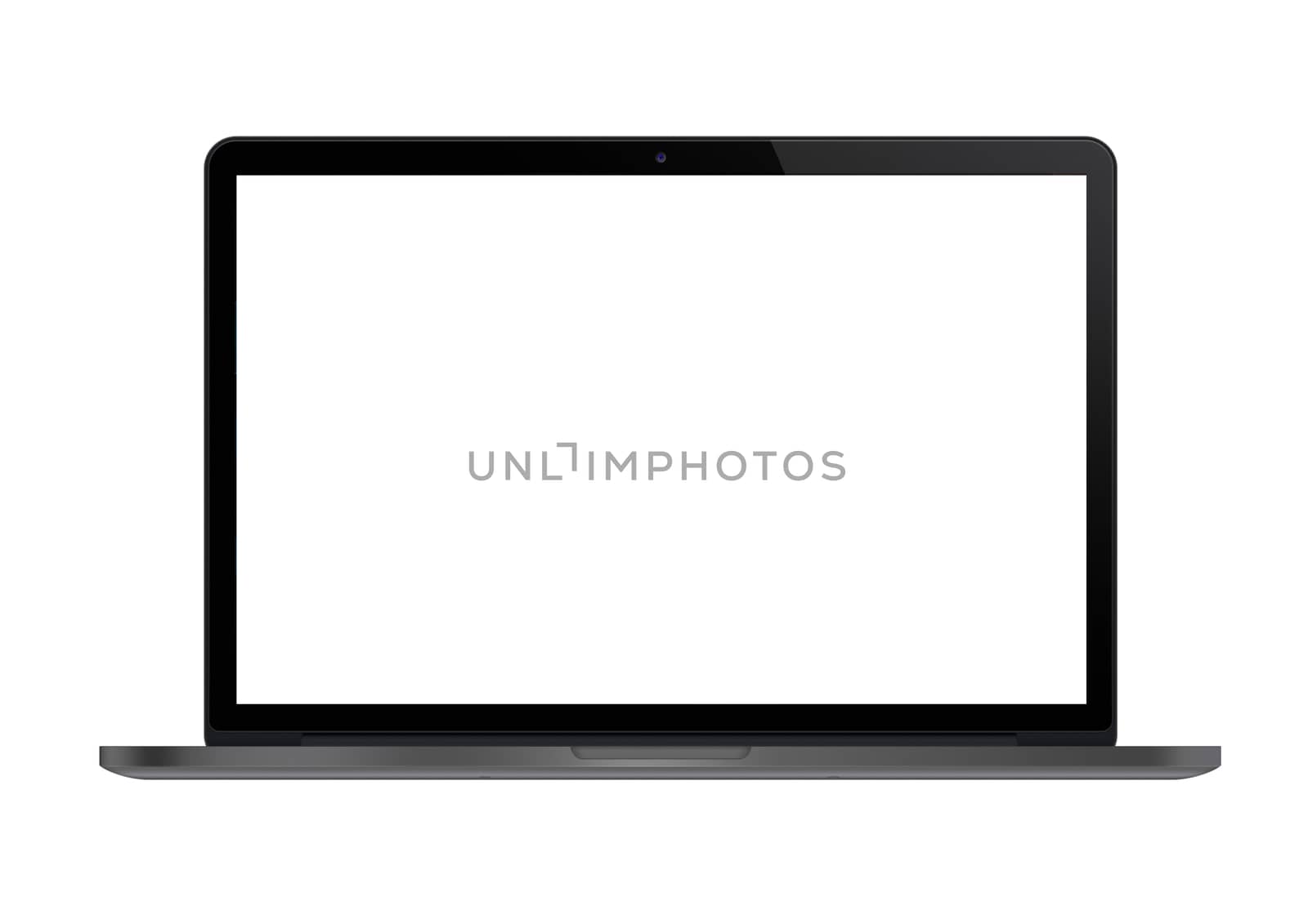 Isolated dark gray laptop computer with white blank screen by cougarsan