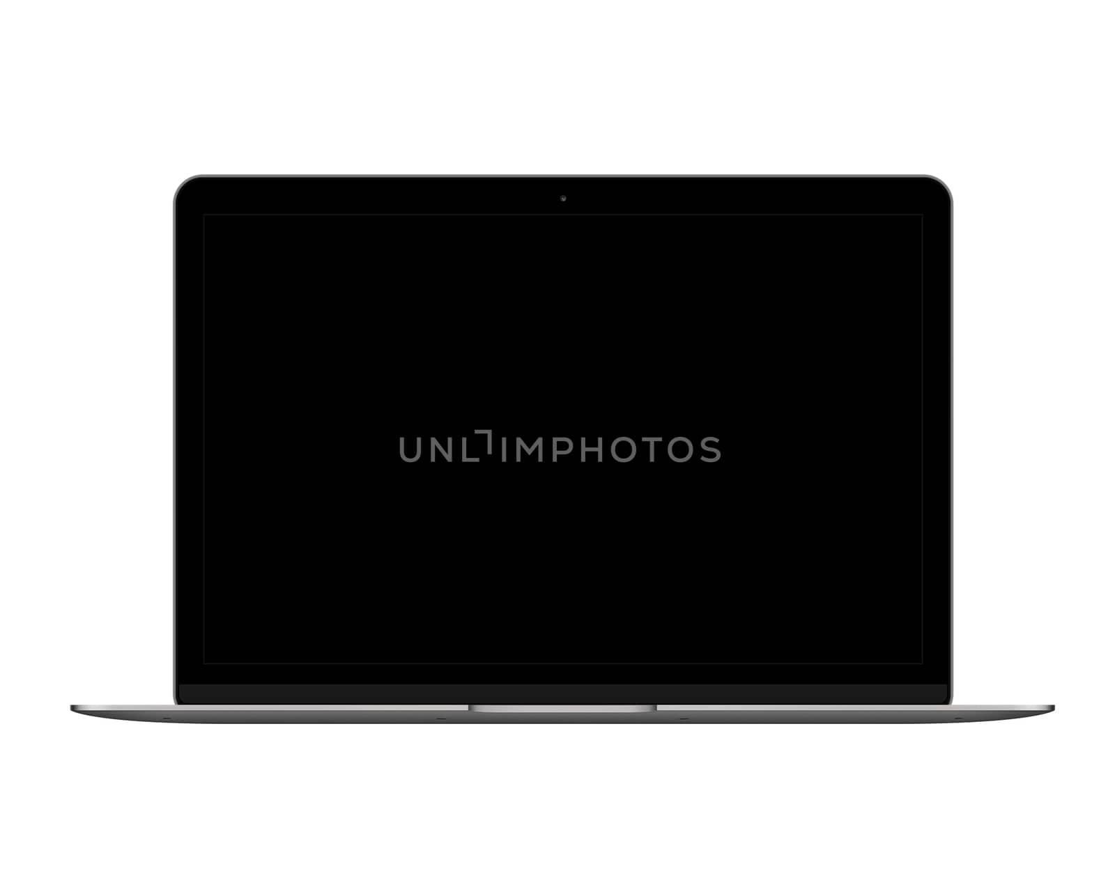 Isolated space gray laptop computer mockup on white background