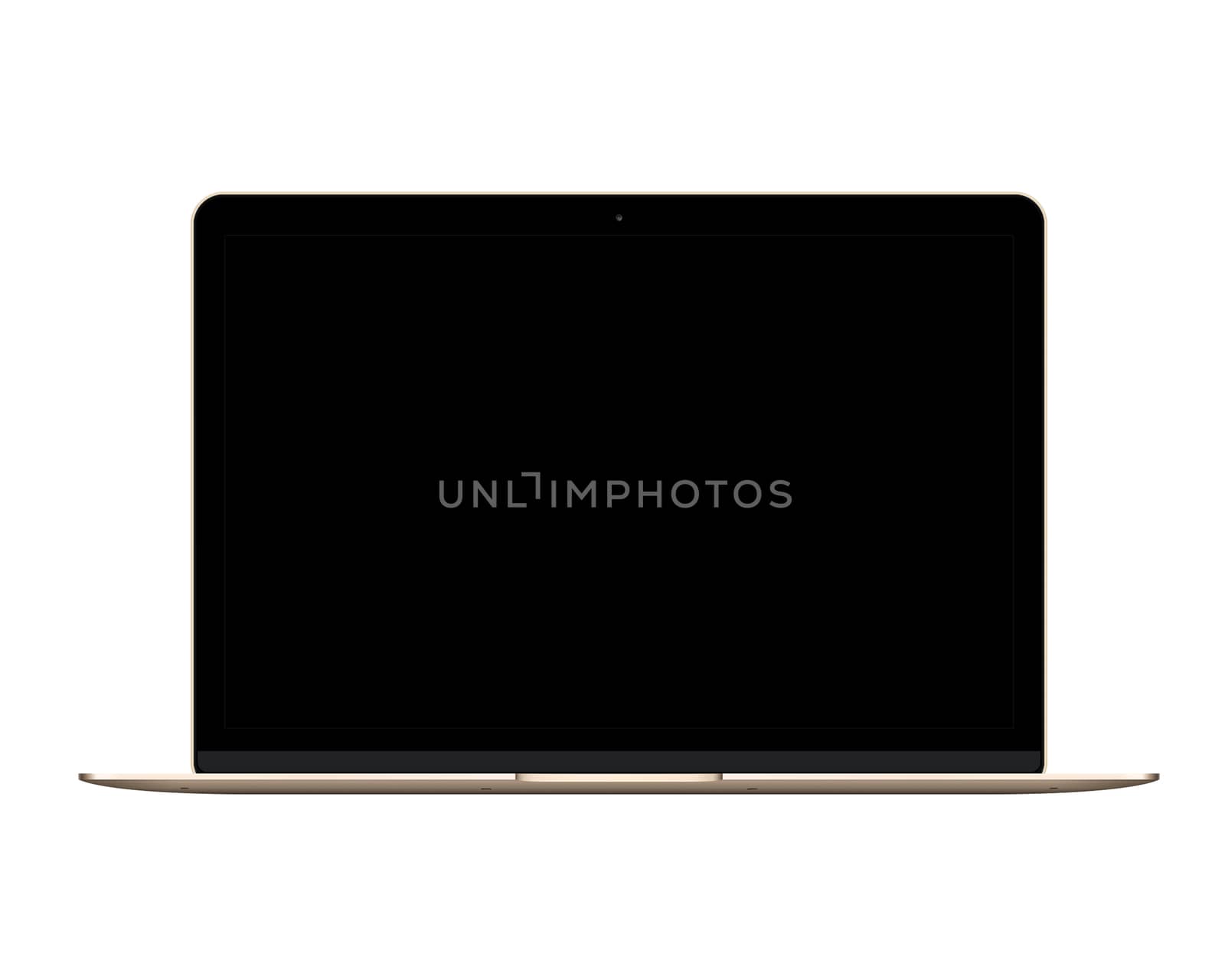 Isolated gold laptop computer on the white background