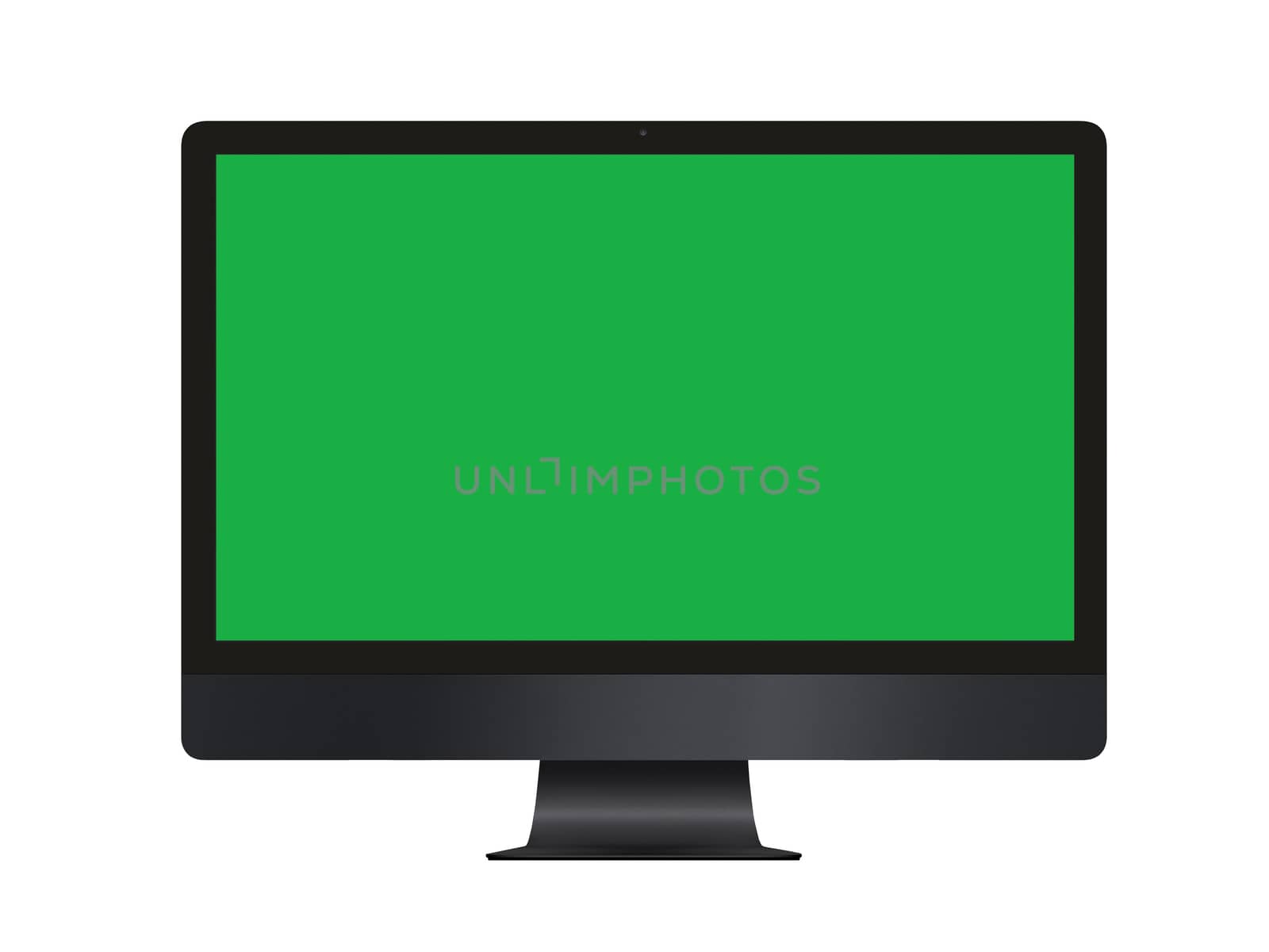 Isolated green screen black professional computer on white backg by cougarsan