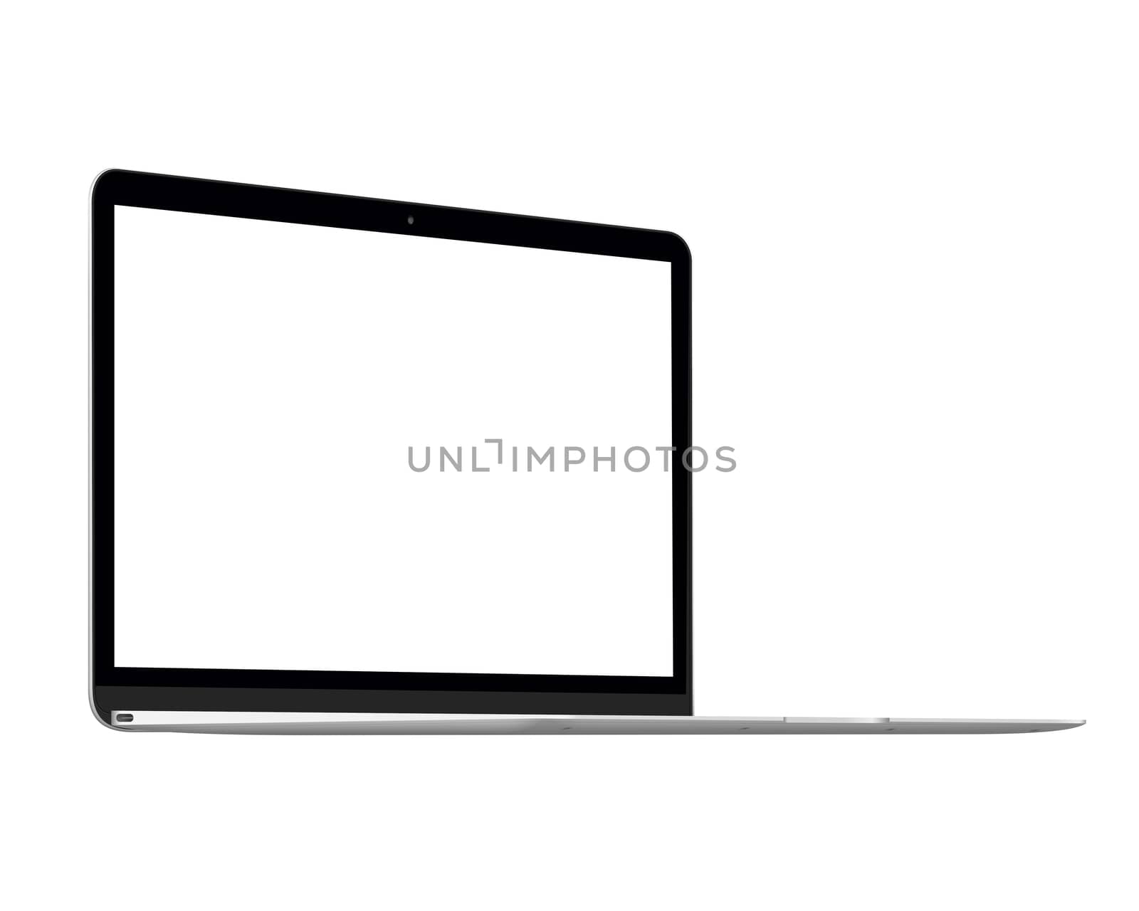 Isolated silver laptop computer mockup by cougarsan