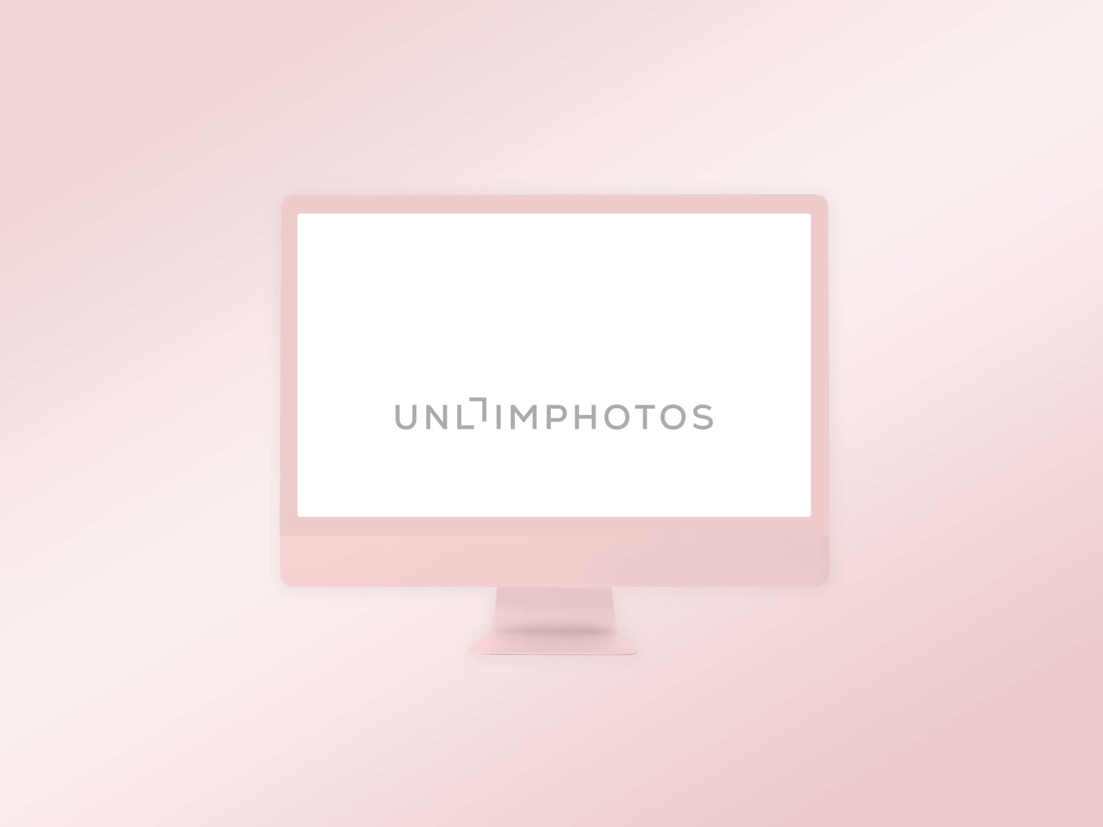 The computer monitor mockup template on gradient pink background