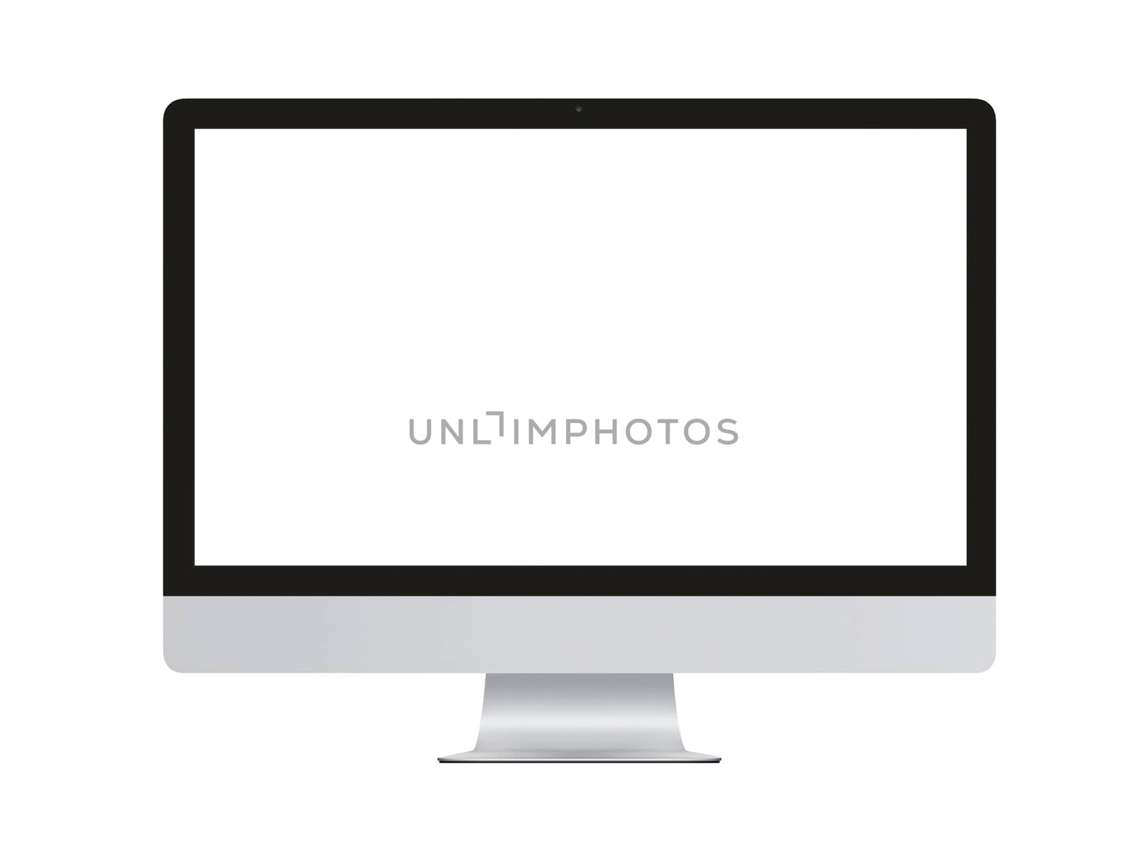 The Isolated silver work station computer template on white background 