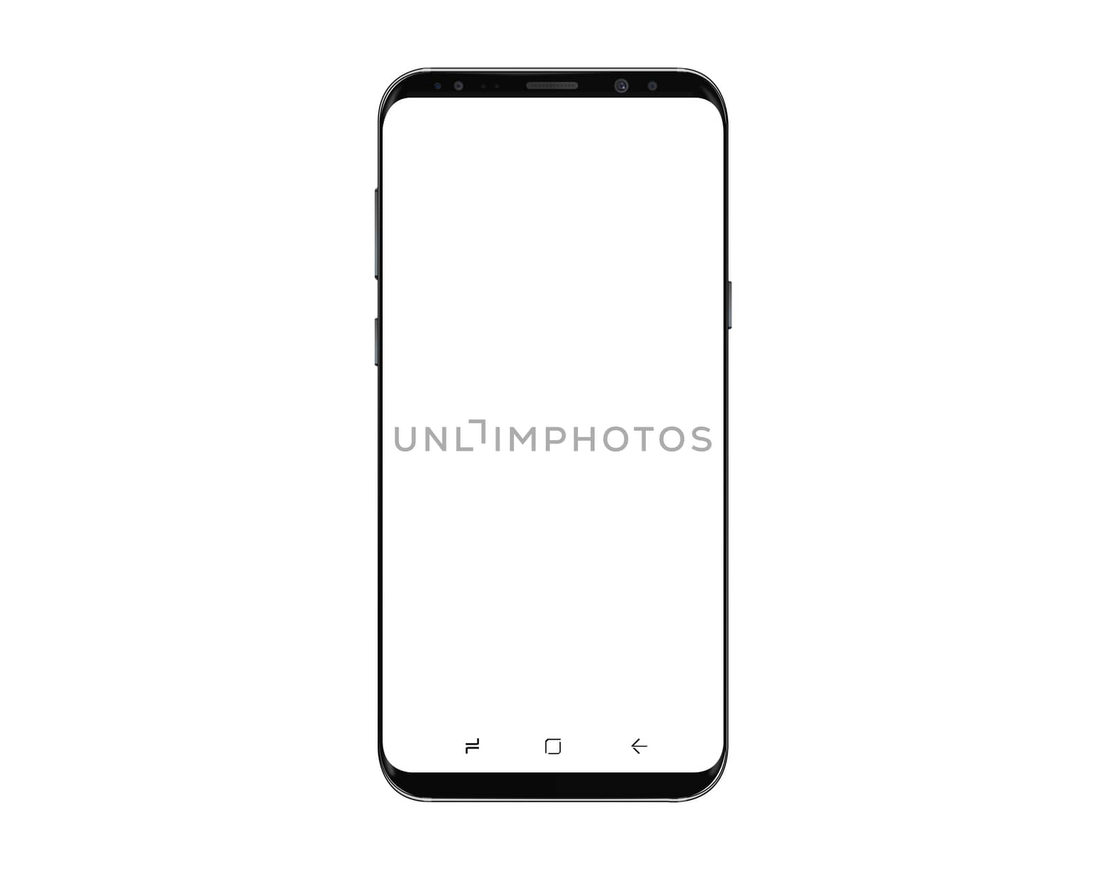 Isolated black smartphone mockup with on screen button