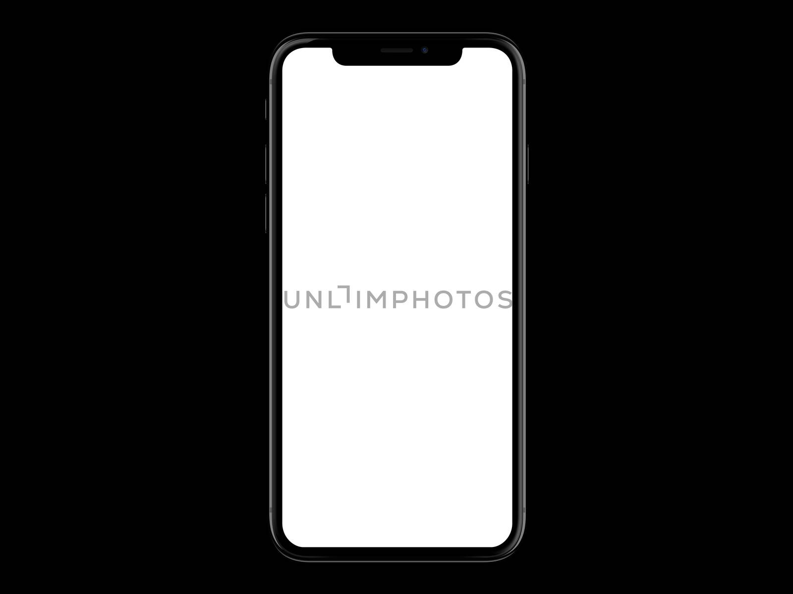 isolated black smart phone device mockup template with blank screen