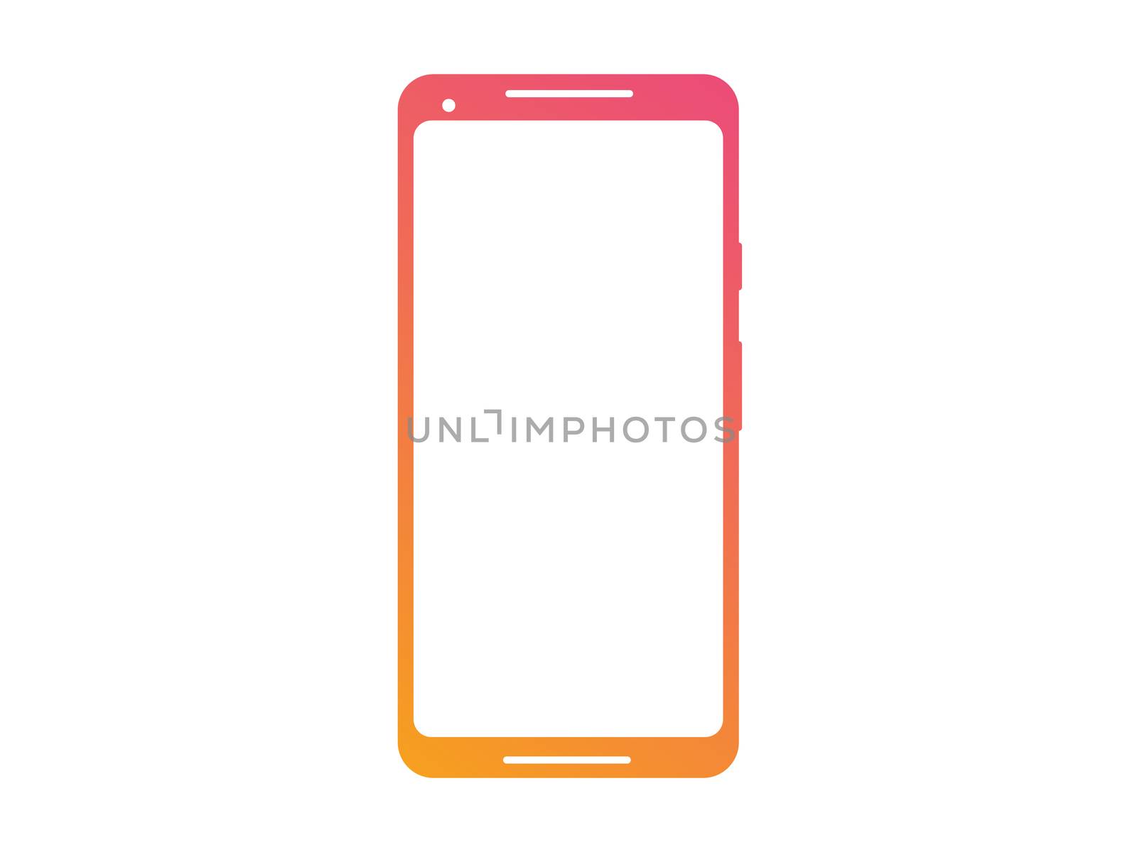 isolated gradient smart phone device mockup template with blank screen