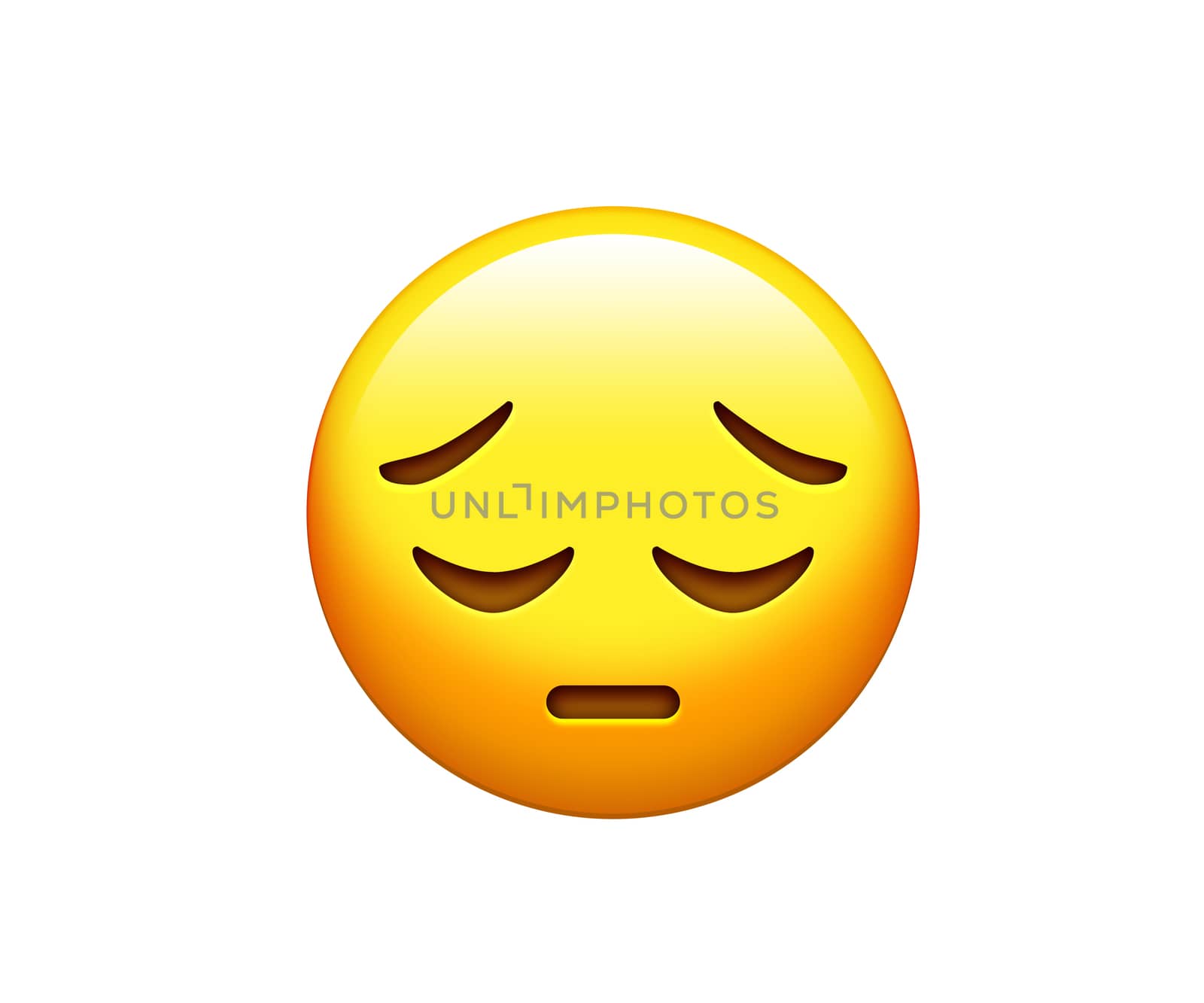 The emoji yellow disappointed, upset face and closing eyes icon