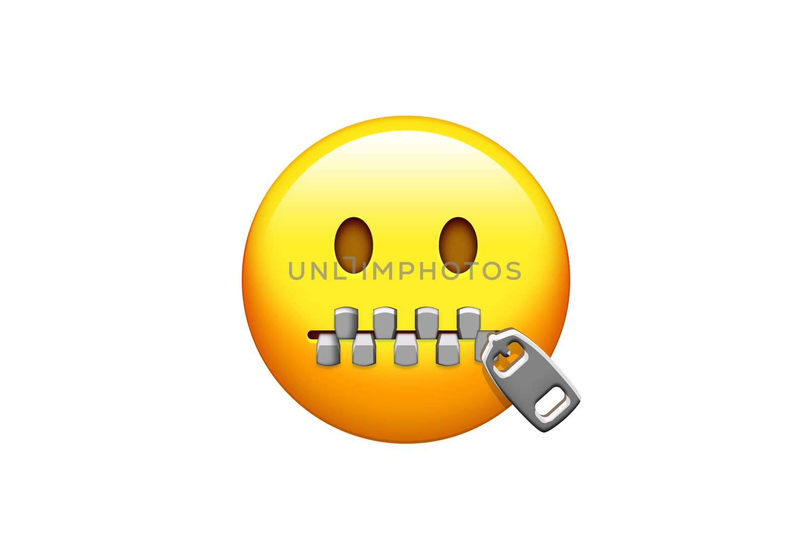 The isolated emoji yellow emotional face and zipped mouth icon