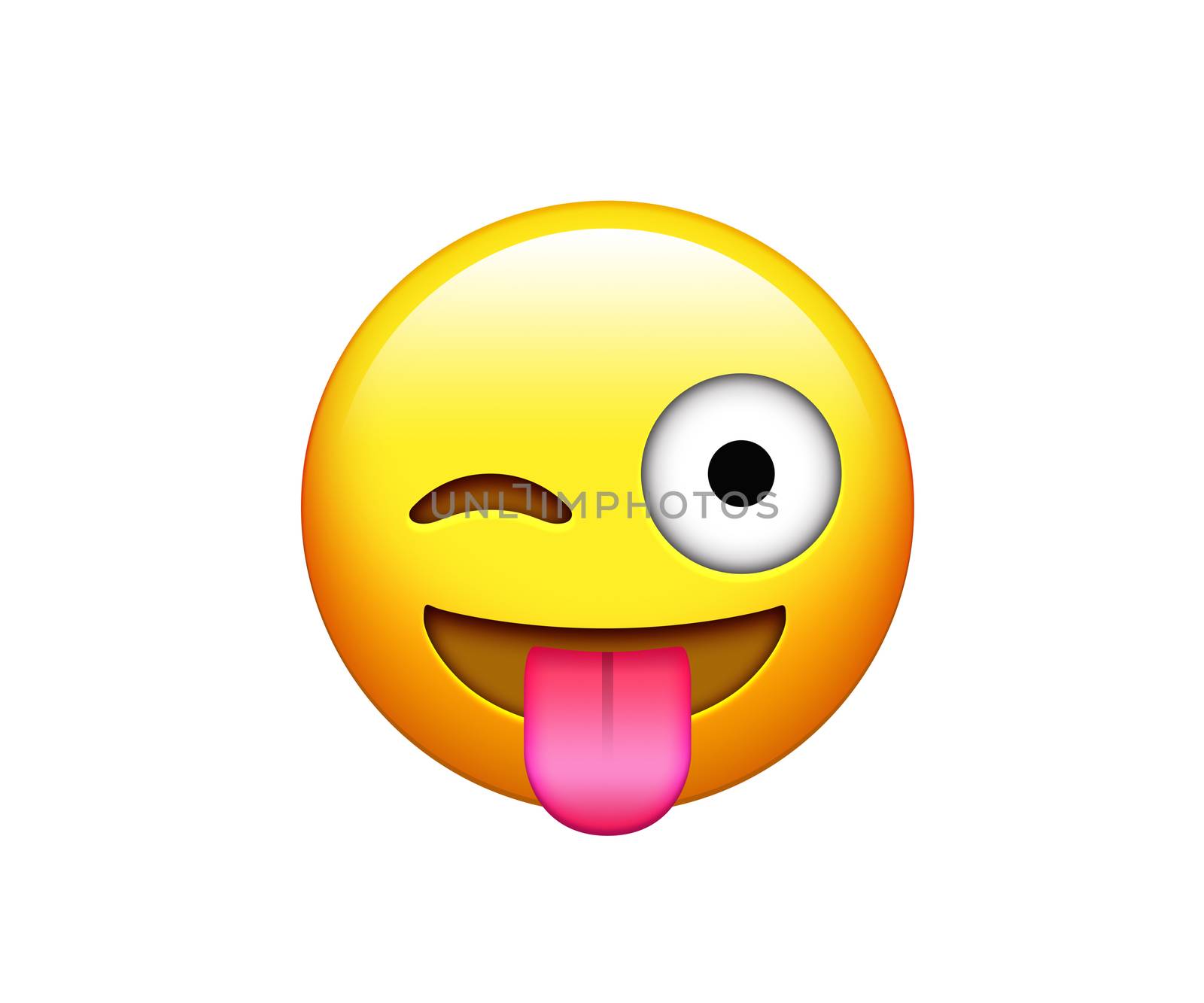Isolated yellow smiley face with tongue and closing one eye icon by cougarsan