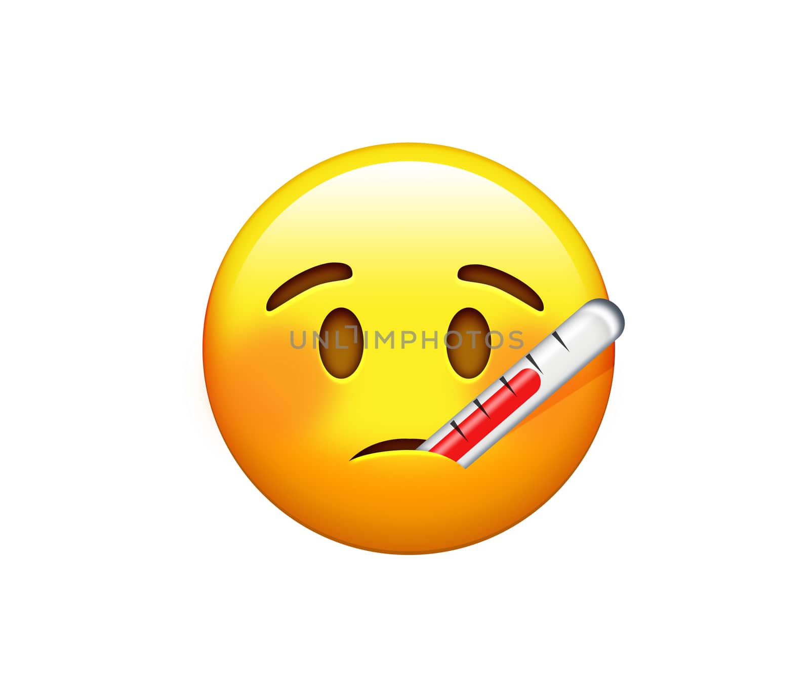 Emoji ill yellow sad face with heat probe icon by cougarsan
