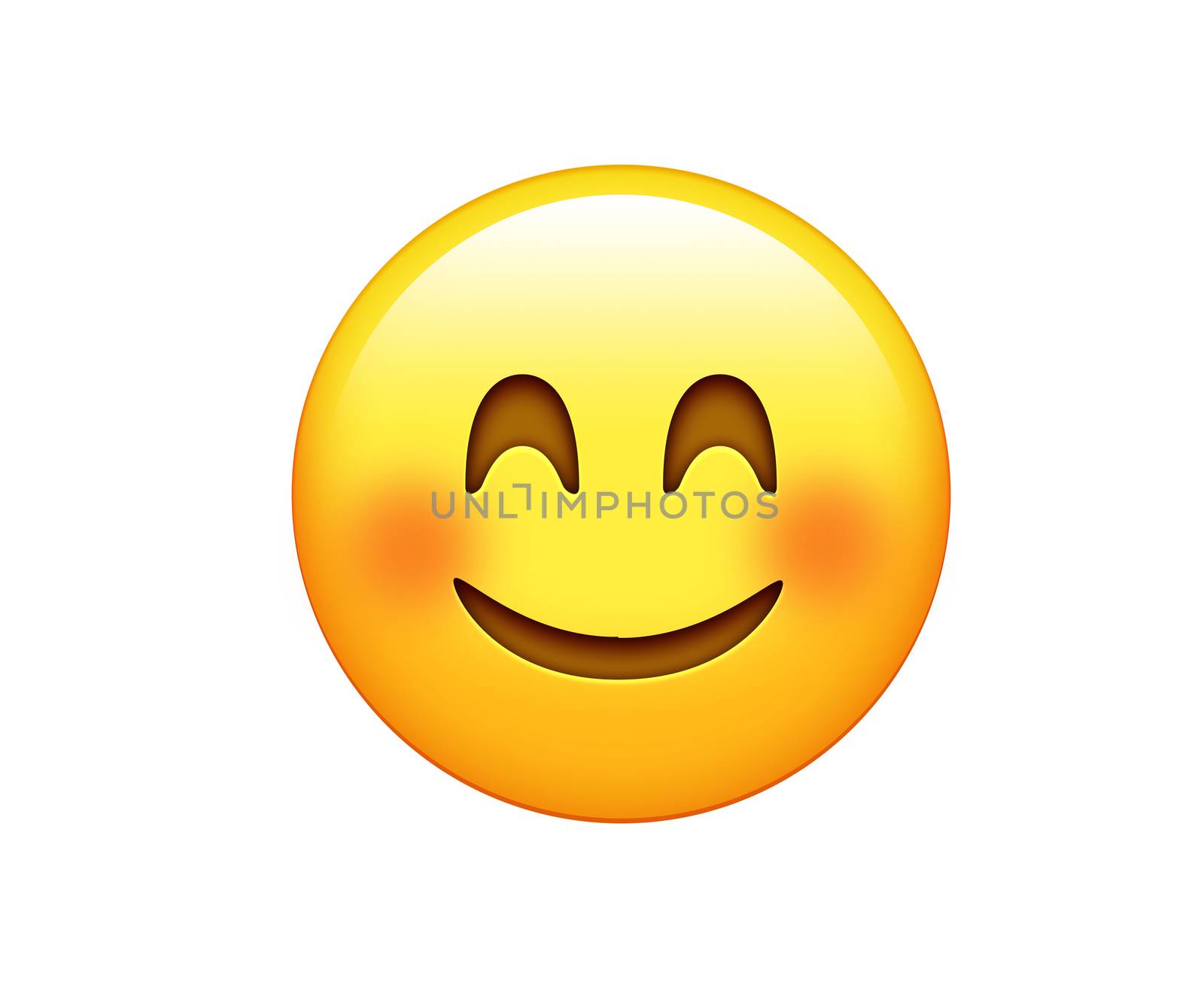 Isolated yellow face with red cheeks and smiling eyes icon