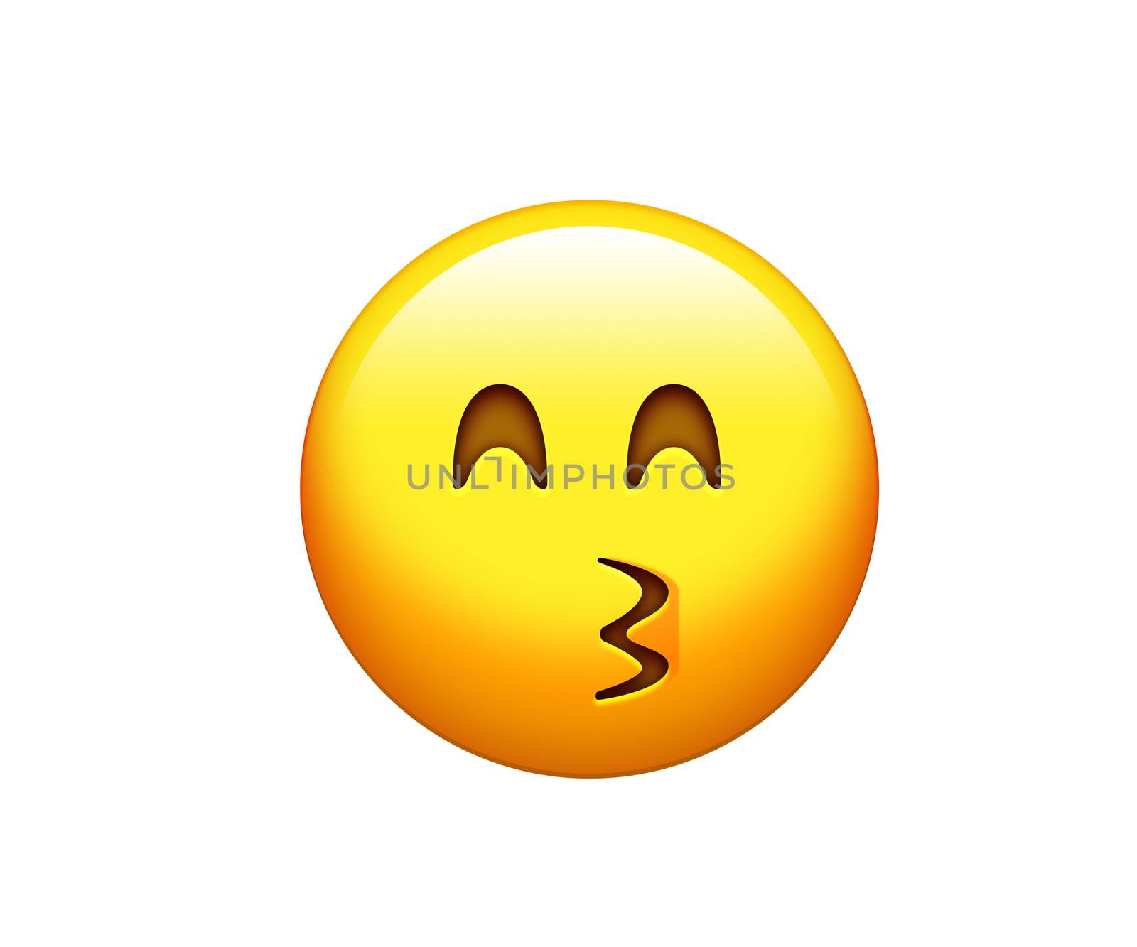 The isolated yellow smiley face with kissing mouth icon