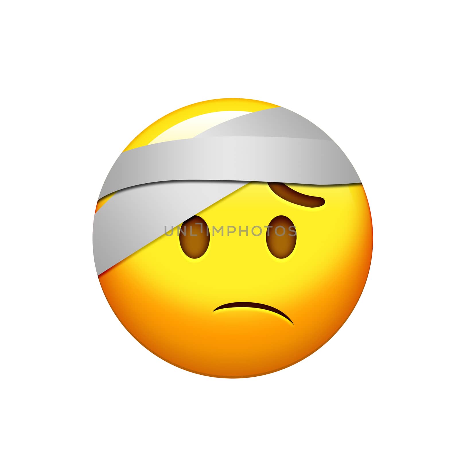 Emoji yellow wounded headache face with head bandage icon by cougarsan