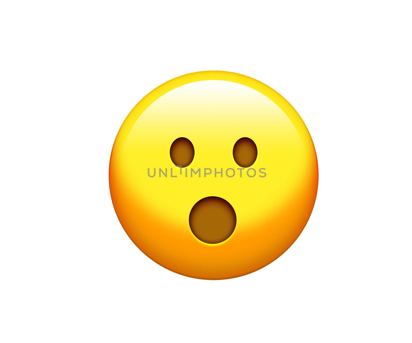 The isolated yellow surprise face with opened mouth icon