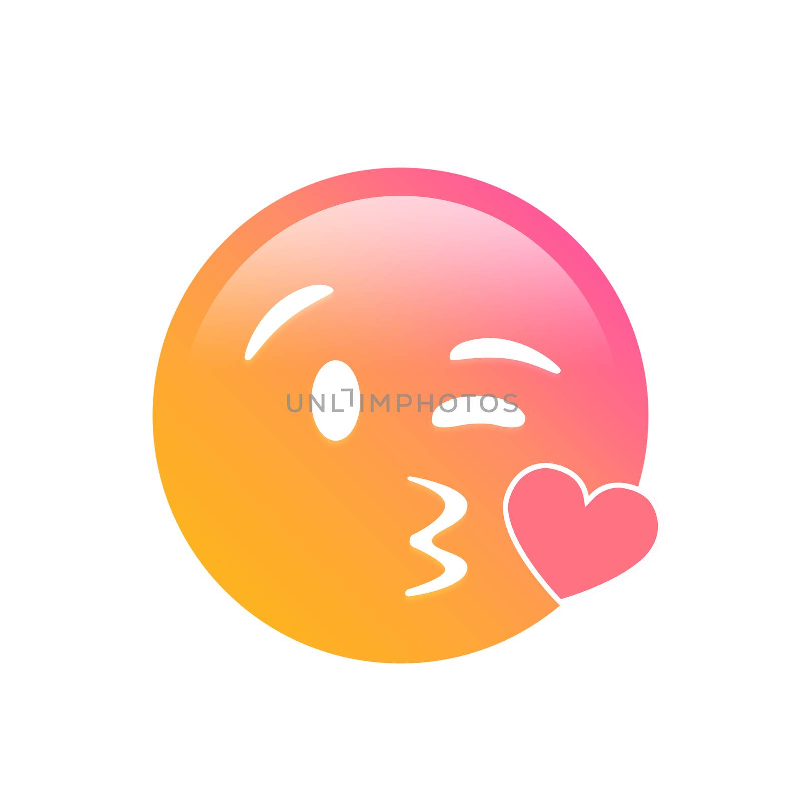 The isolated gradient smiley face with kissing mouth icon
