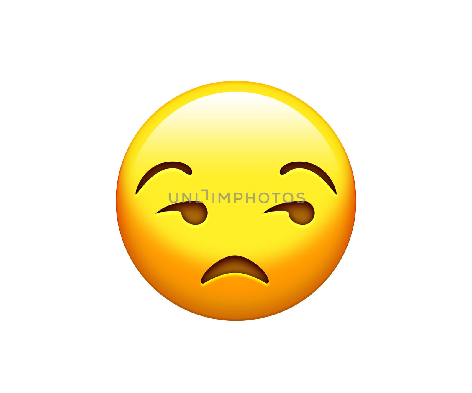 Isolated emoji yellow gloss, upset face icon by cougarsan