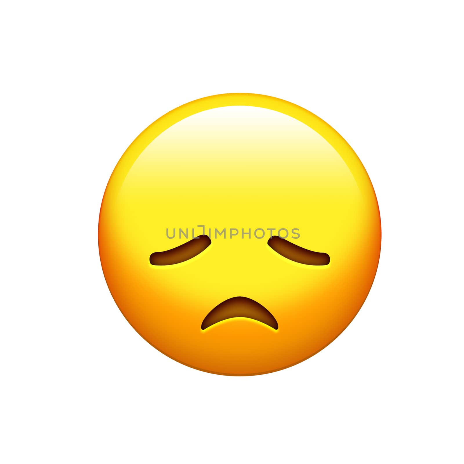 Emoji yellow disappointed, upset face and closing eyes icon by cougarsan