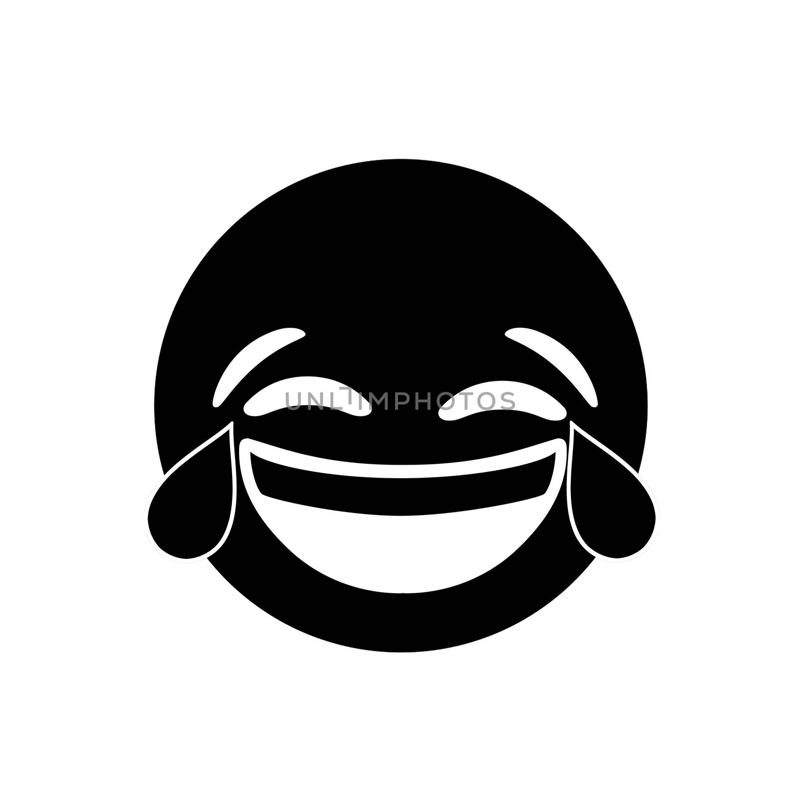 The emoji black laugh face and crying tear icon