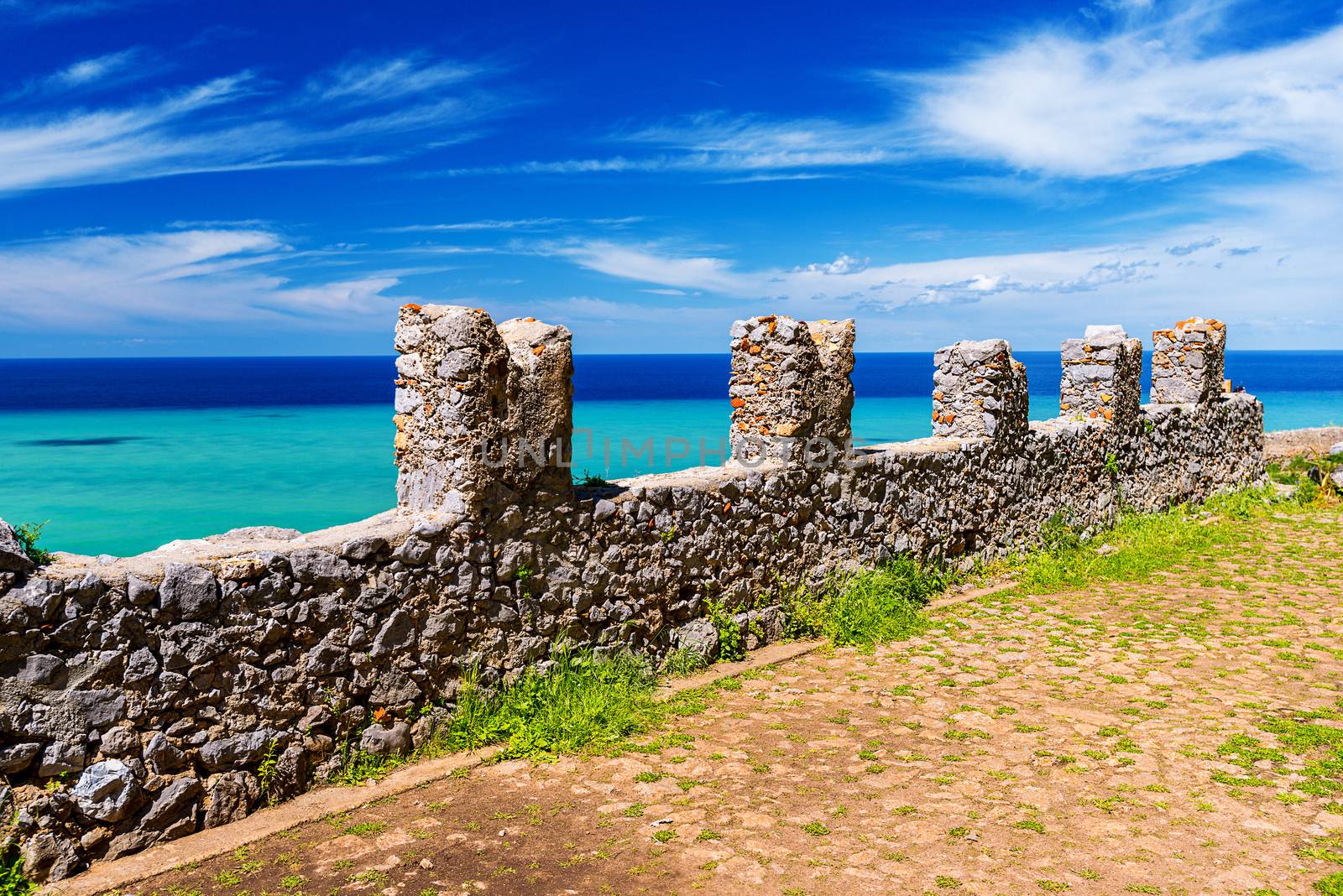 Ruins of ancient castle on the top of Cefalu Rock by Nanisimova