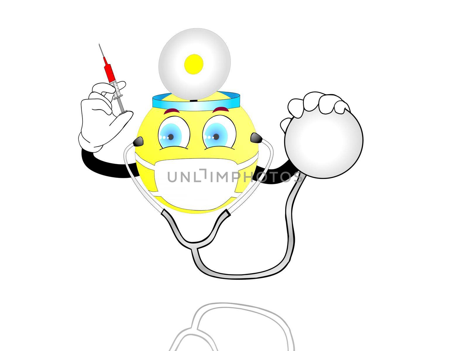 smile yellow doctor on white background - 3d rendering