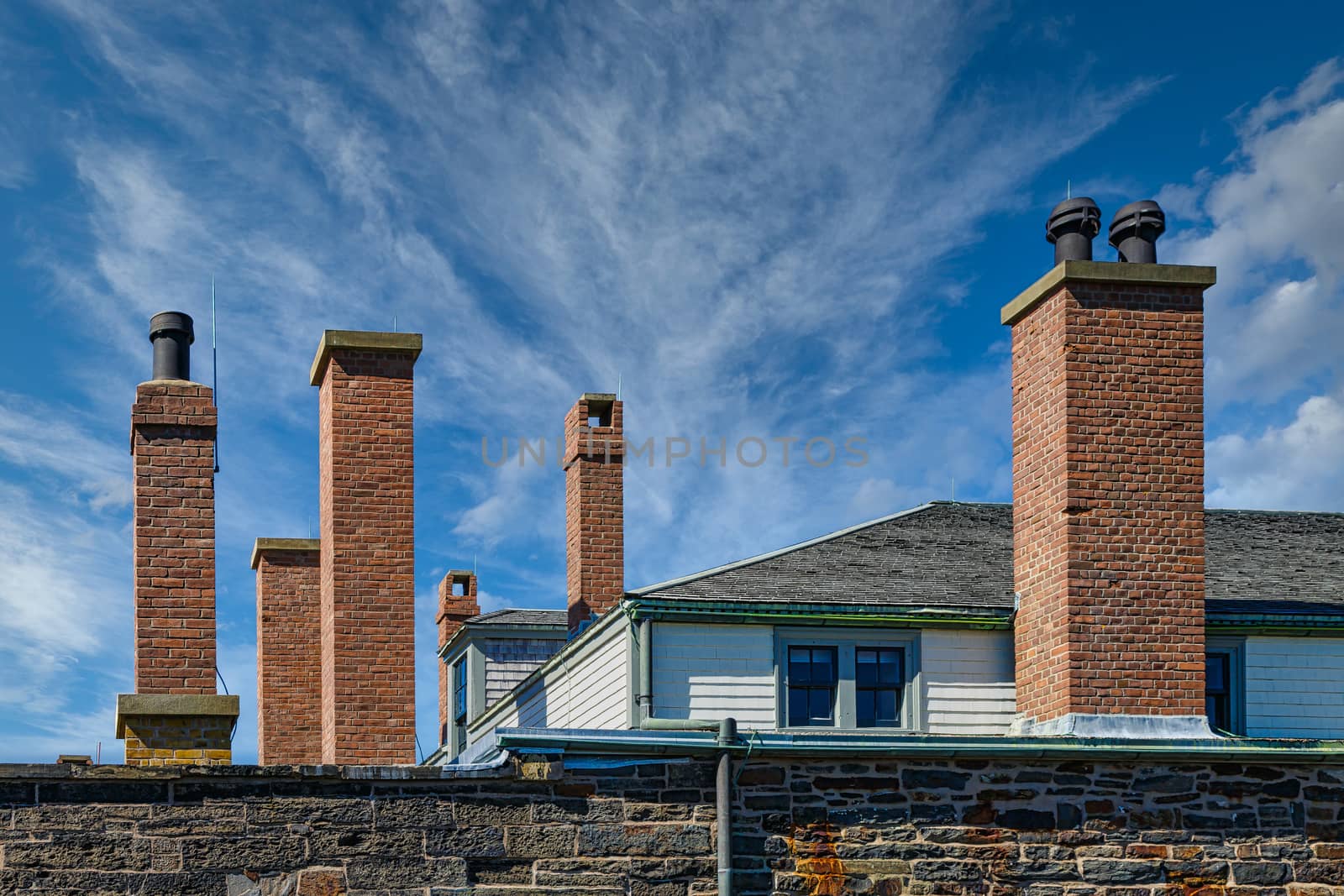 An old stone fort in Halifax, Nova Scotia under blue skies