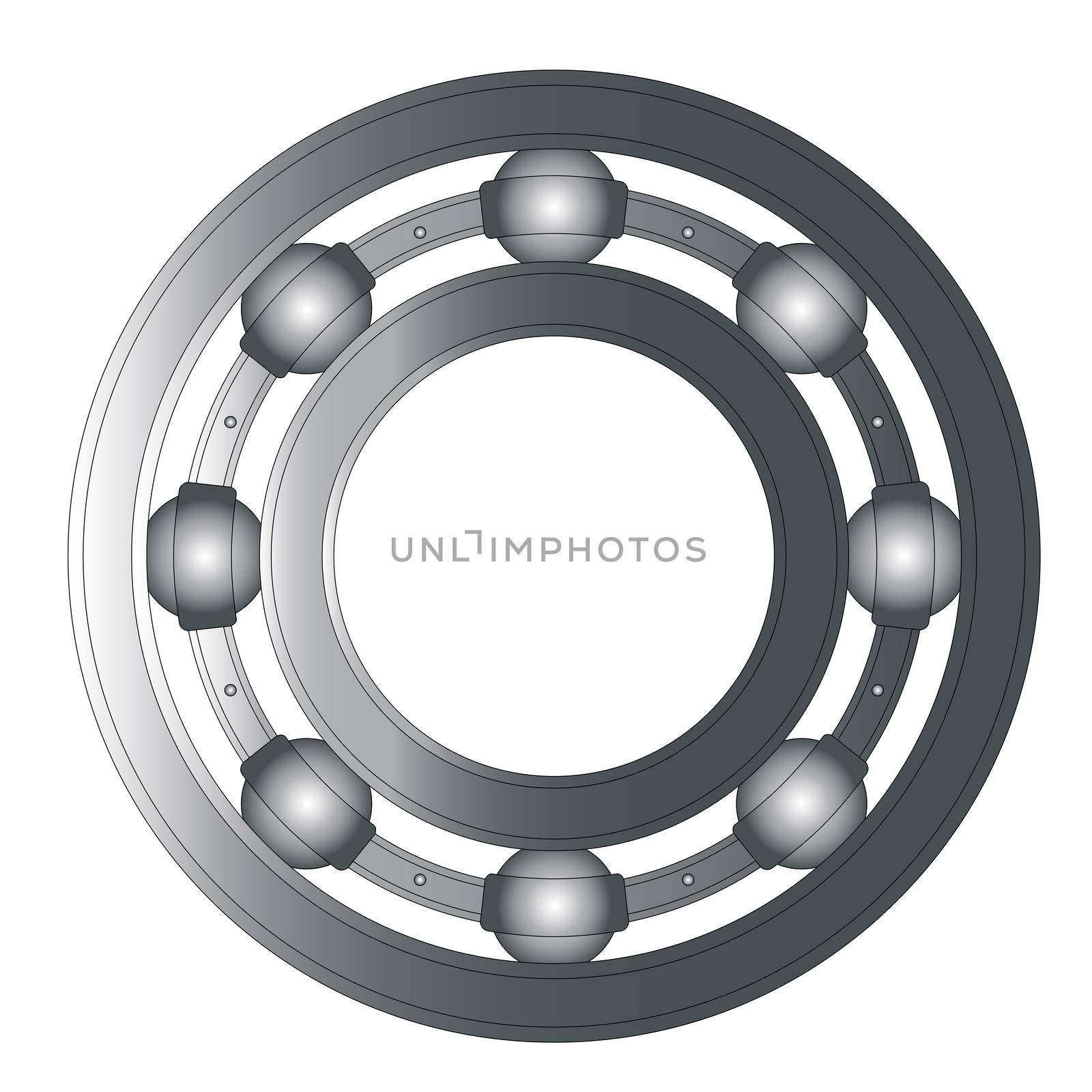 A typical ball bearing isolated over a white background