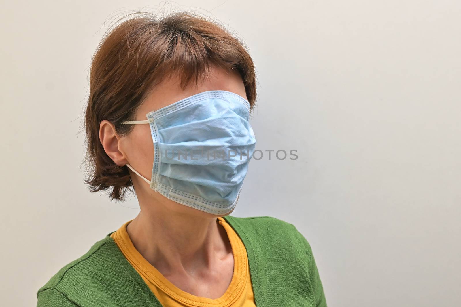 Woman With Medical, Surgical Mask Cover On Her Face by mady70