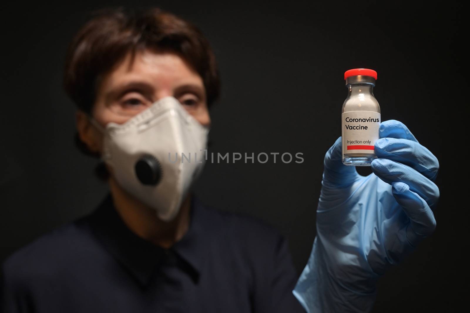 Woman Wearing Medical Protective Mask and Vaccine by mady70