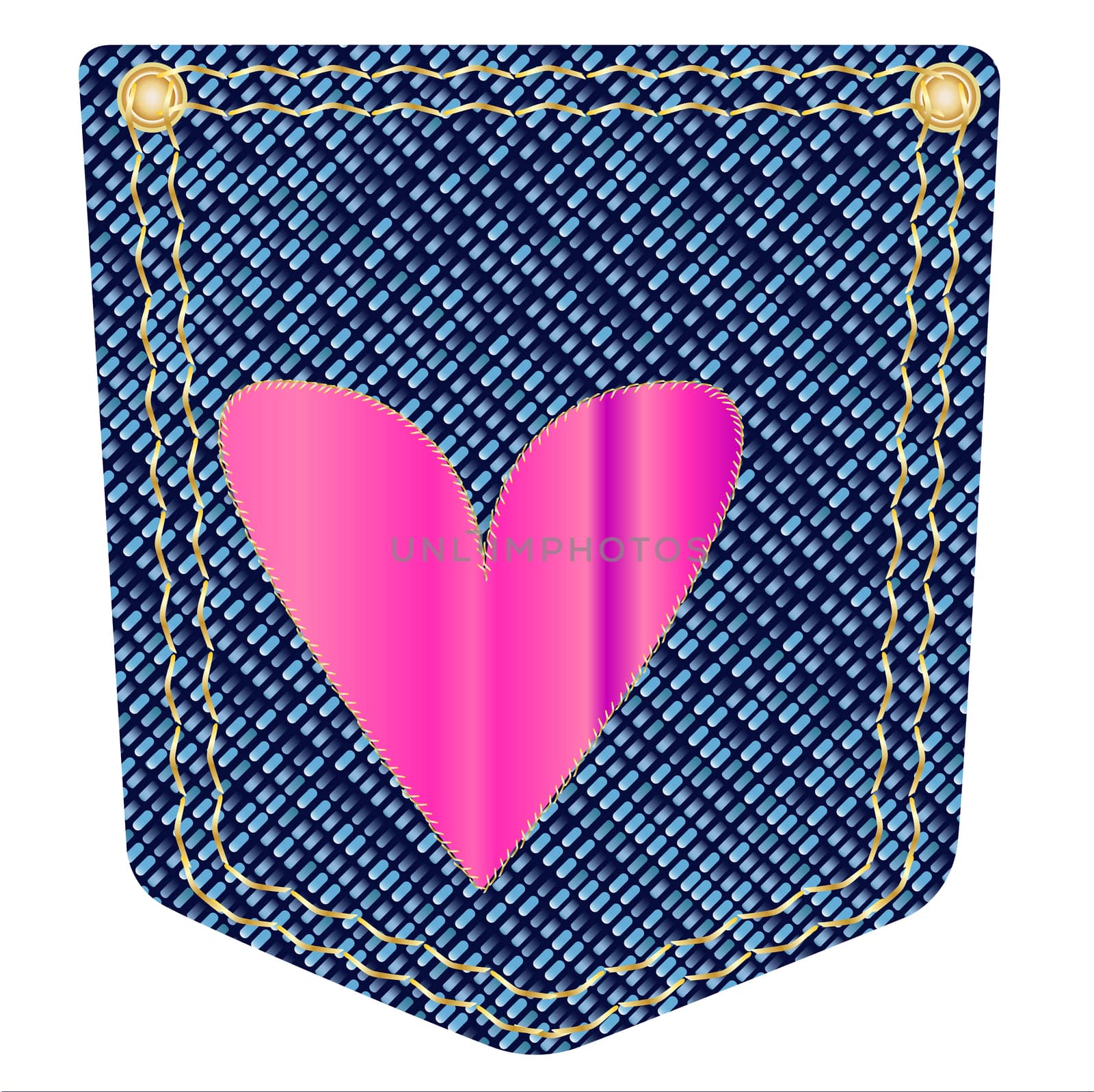 Heart Denim Pocket by Bigalbaloo