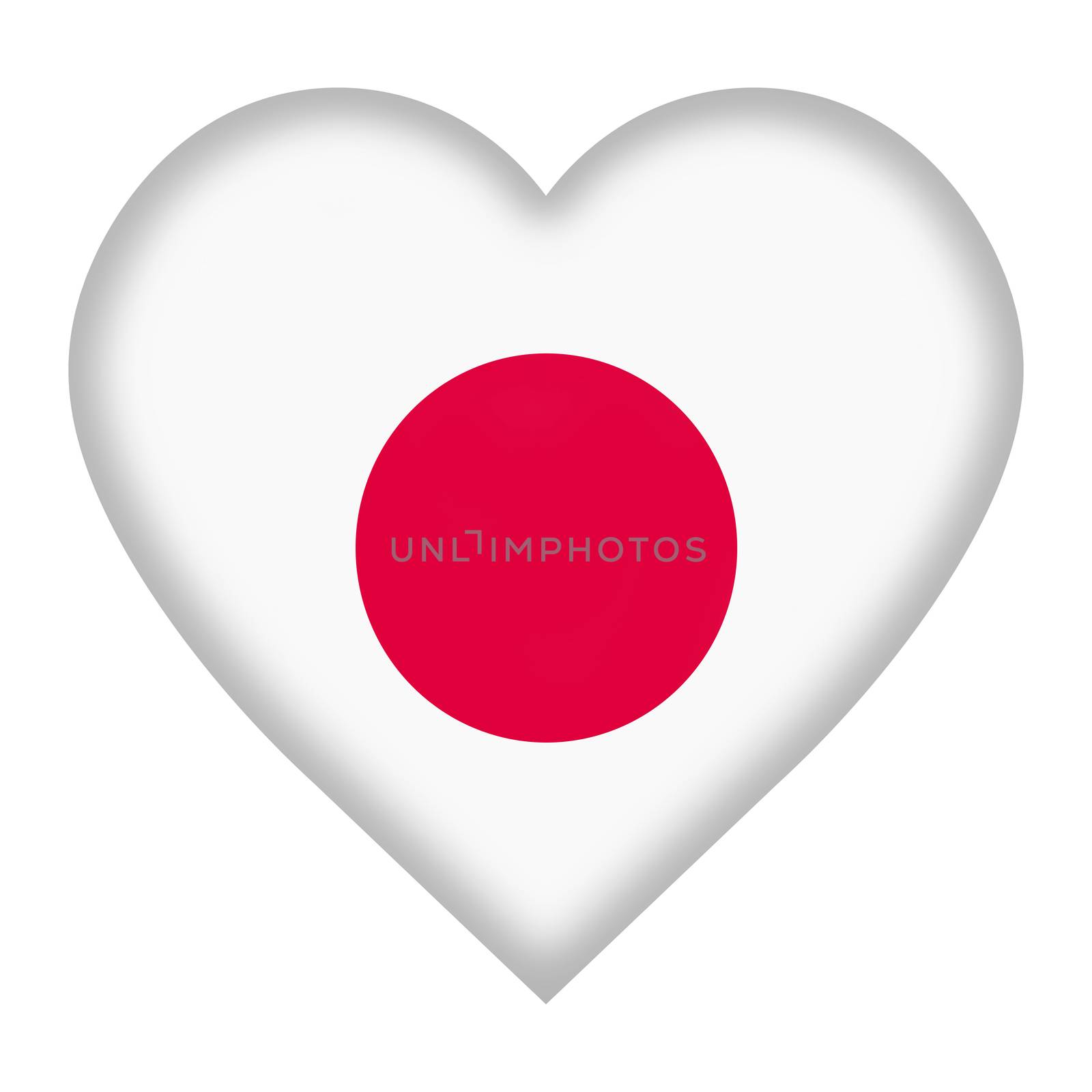 Japan flag heart button isolated on white with clipping path by VivacityImages