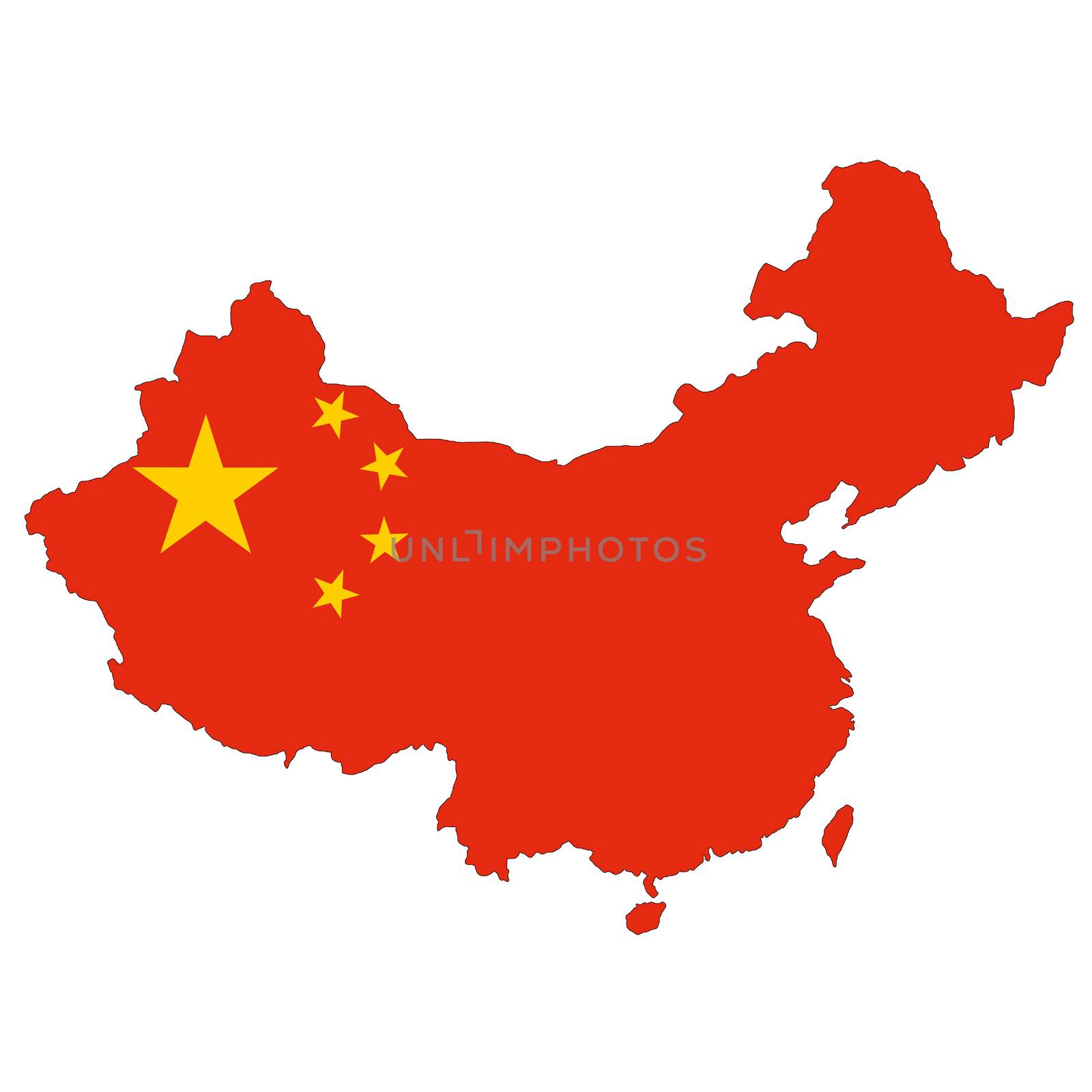 A China map on white background with clipping path