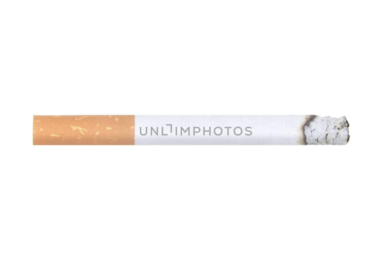 A urning cigarette isolated on a white background
