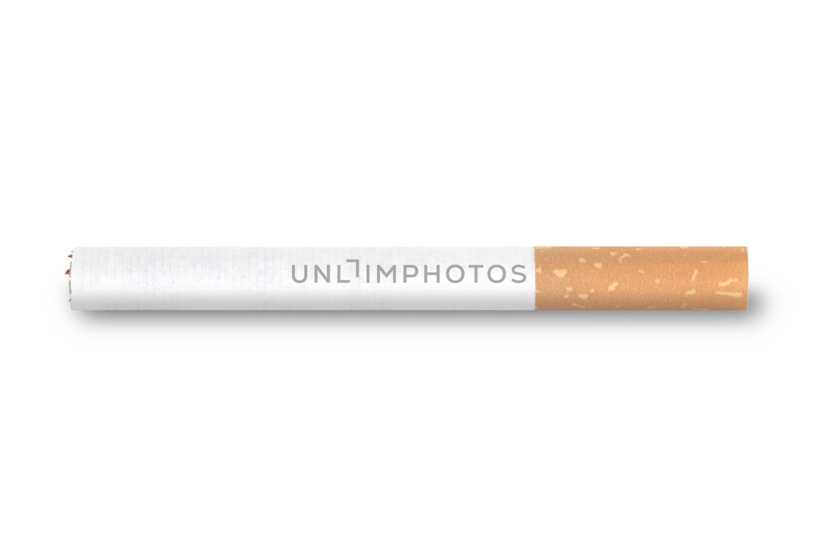 A horizontal cigarette isolated on a white background