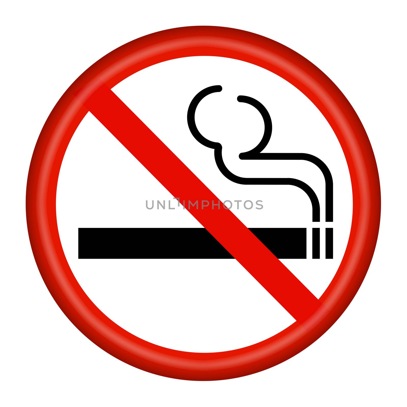 A 3D no smoking button with clipping path