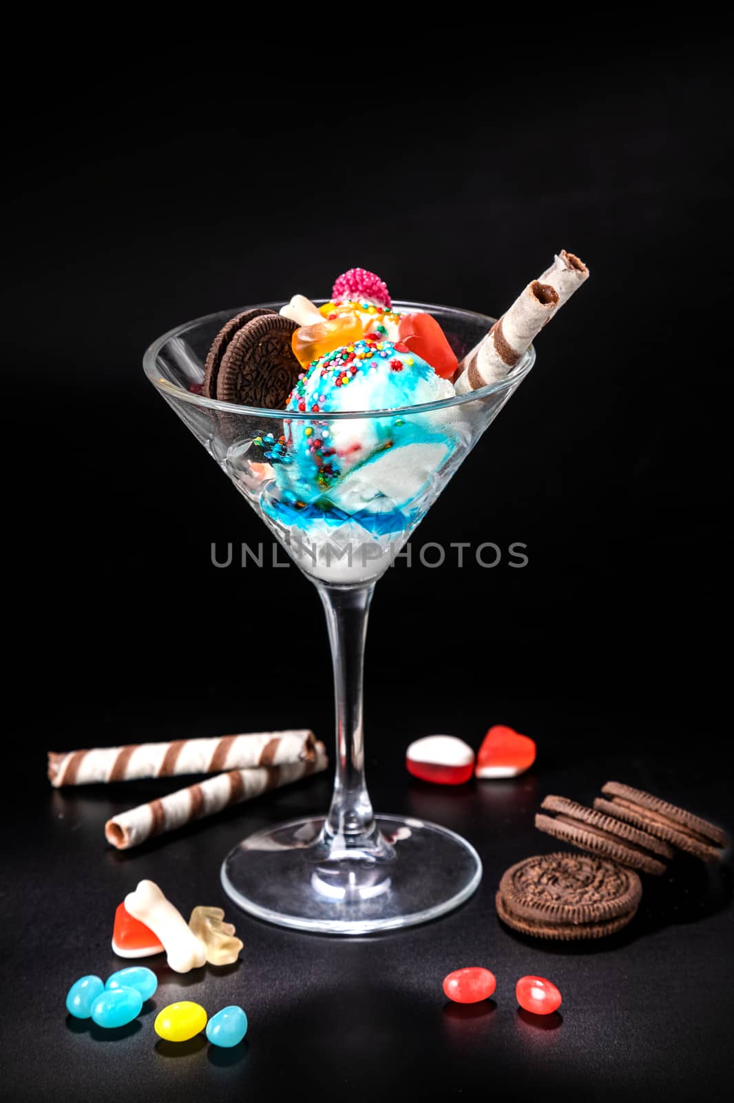 Ice cream balls in a glass with decoration by sveter