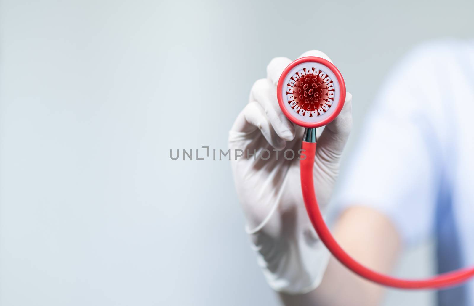 corona virus, covid-19 Female doctor with tools, white background by sarayut_thaneerat
