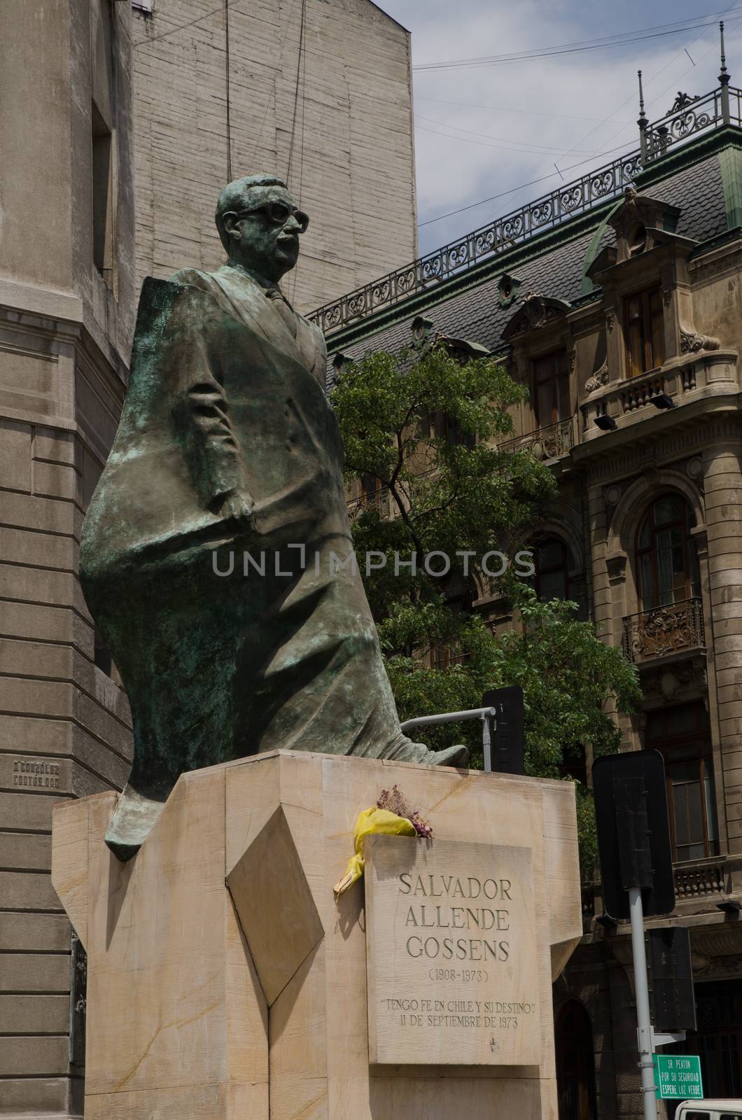 Statue of Salvador Allende, former president of Chile. by VictorSuarez