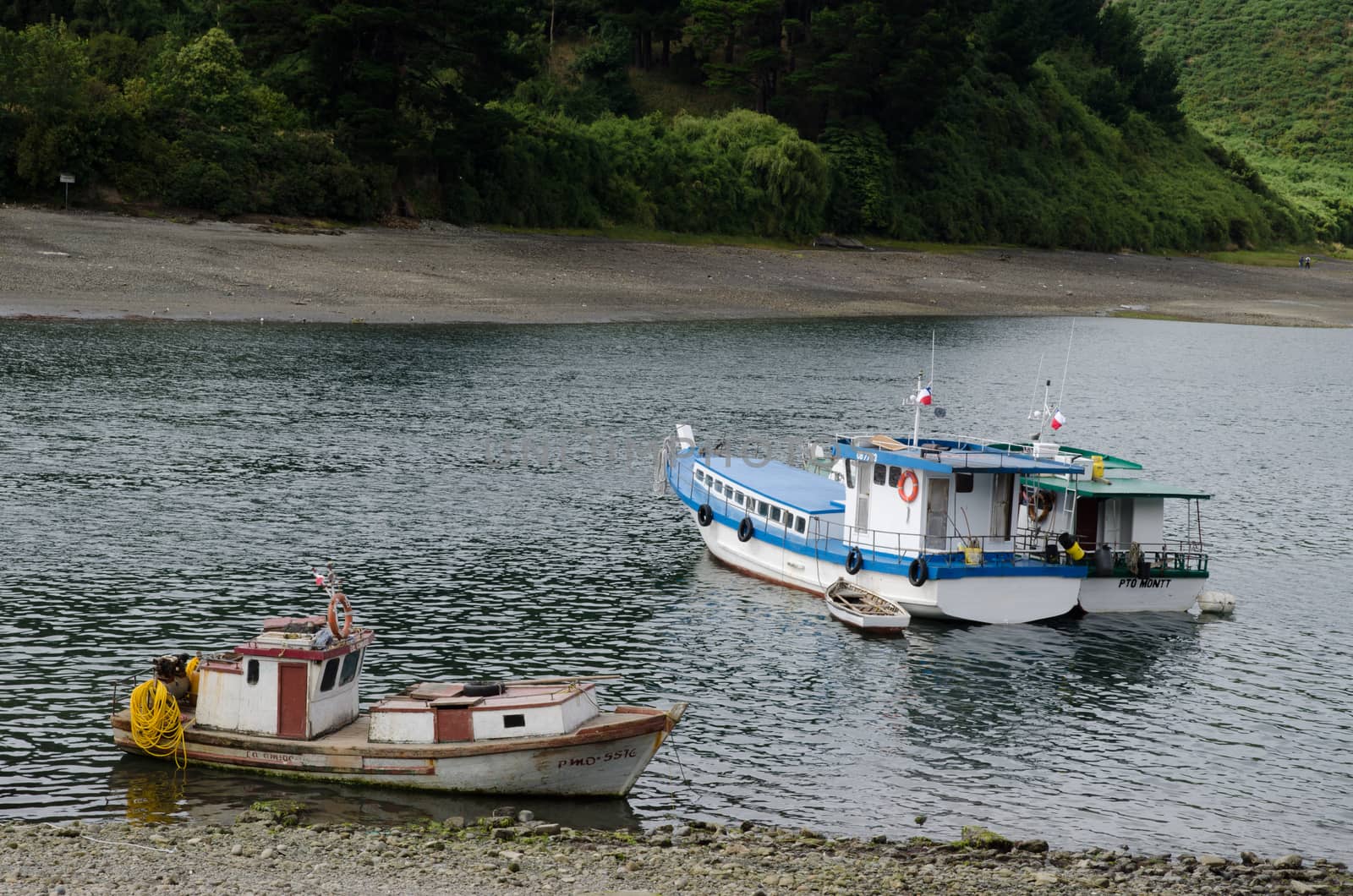 Boats in the district of Angelmo. Puerto Montt. Los Lagos Region. Chile.