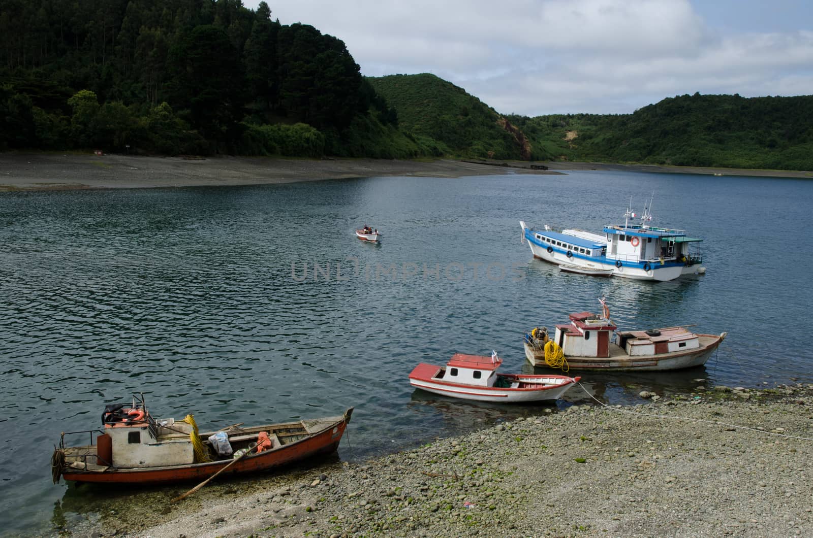 Boats in the district of Angelmo. Puerto Montt. Los Lagos Region. Chile.