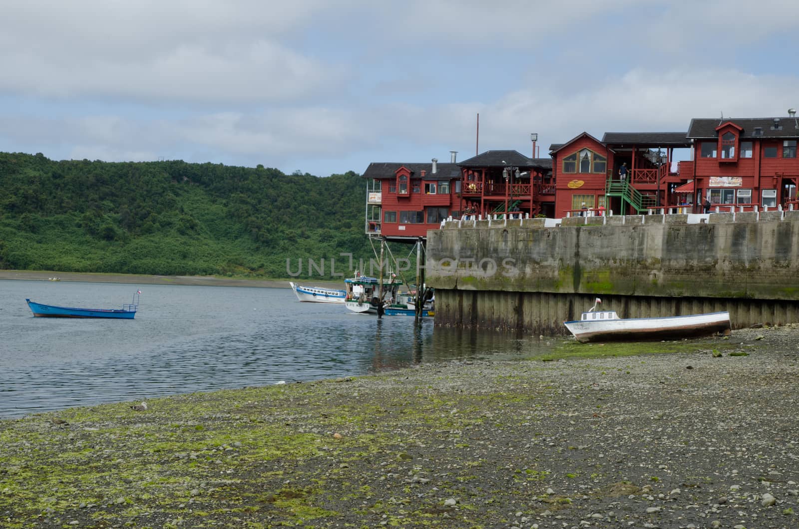 Puerto Montt. Los Lagos Region. Chile. Chile. January 26, 2012: Coast of the district of Angelmo.