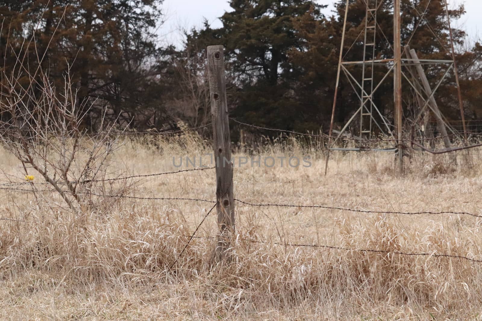 Old wooden post on Nebraska land