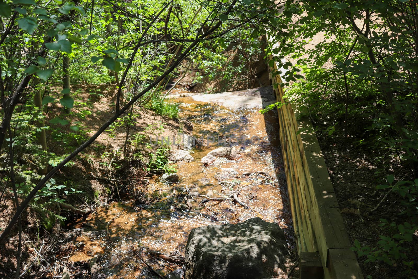 stream from waterfall along Colorado hiking trail by gena_wells