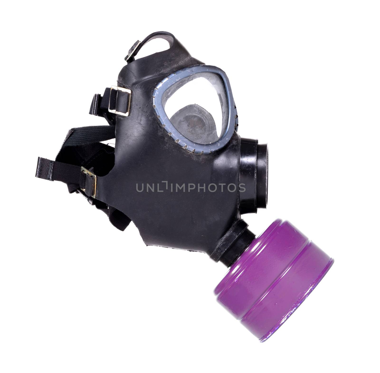 Vintage gasmask isolated on white - Purple filter by michaklootwijk