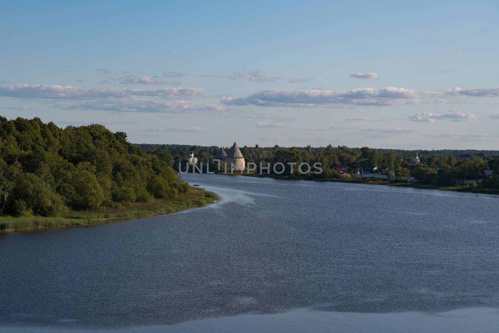 View from Volkhov river to medieval Staraya Ladoga Fortress, Leningrad region, Russia
