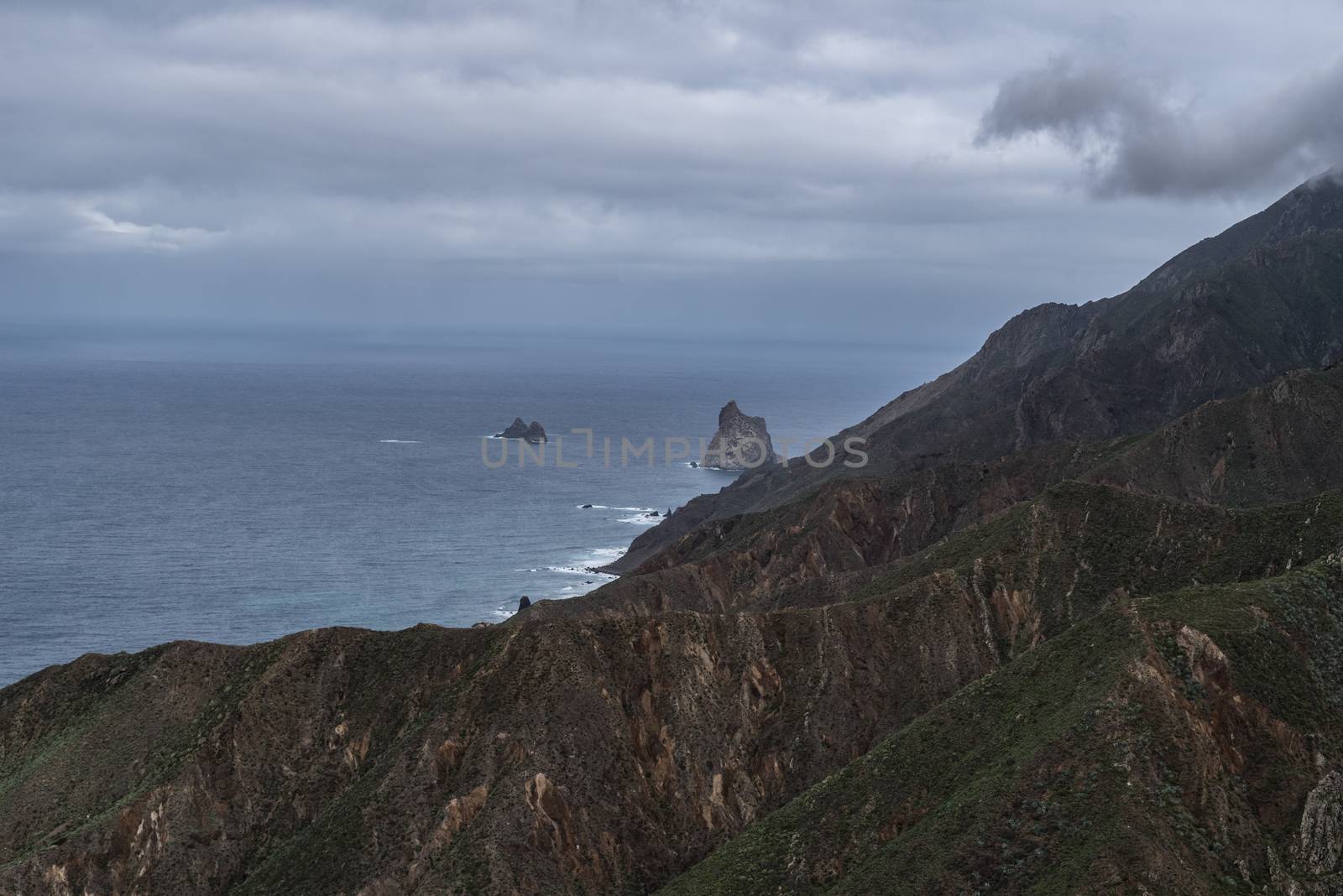 Panoramic landscape in Anaga mountains and ocean coastline from  by Smoke666