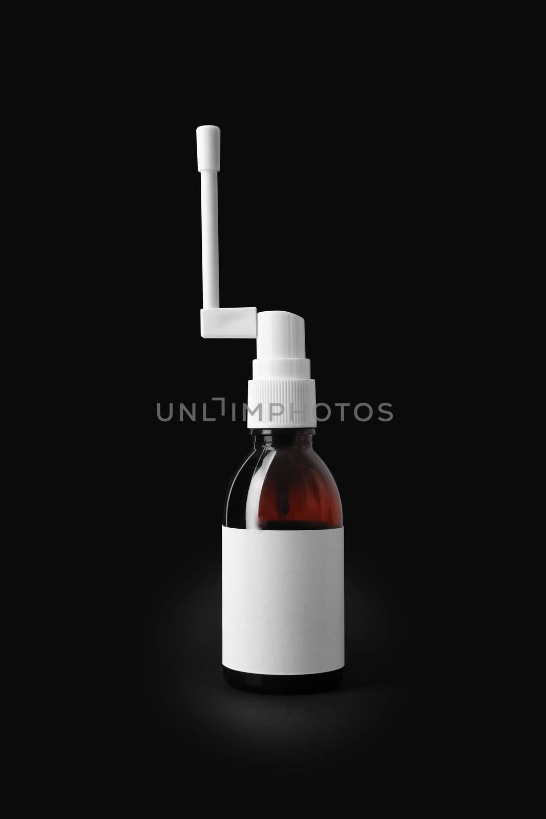 Throast spray medicine isolated on black background. With clipping path