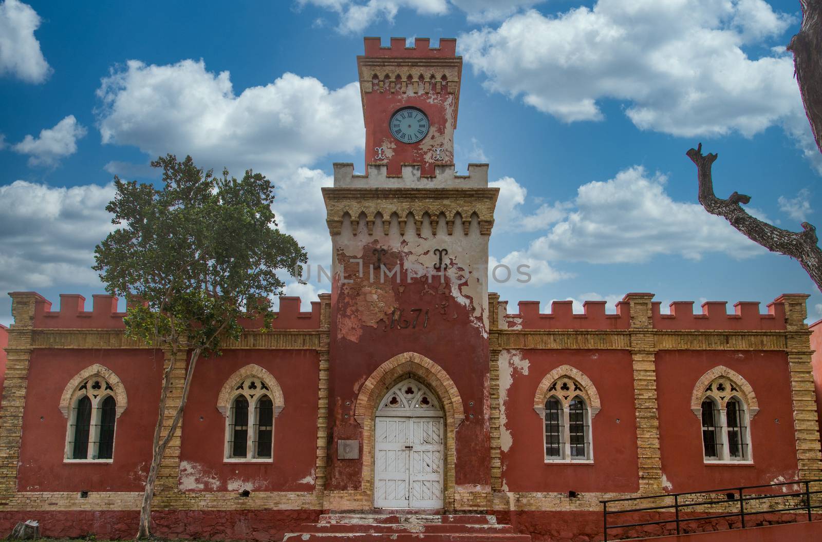 Old Red castle in Charlotte Amalie in St. Thomas, United States Virgin Islands