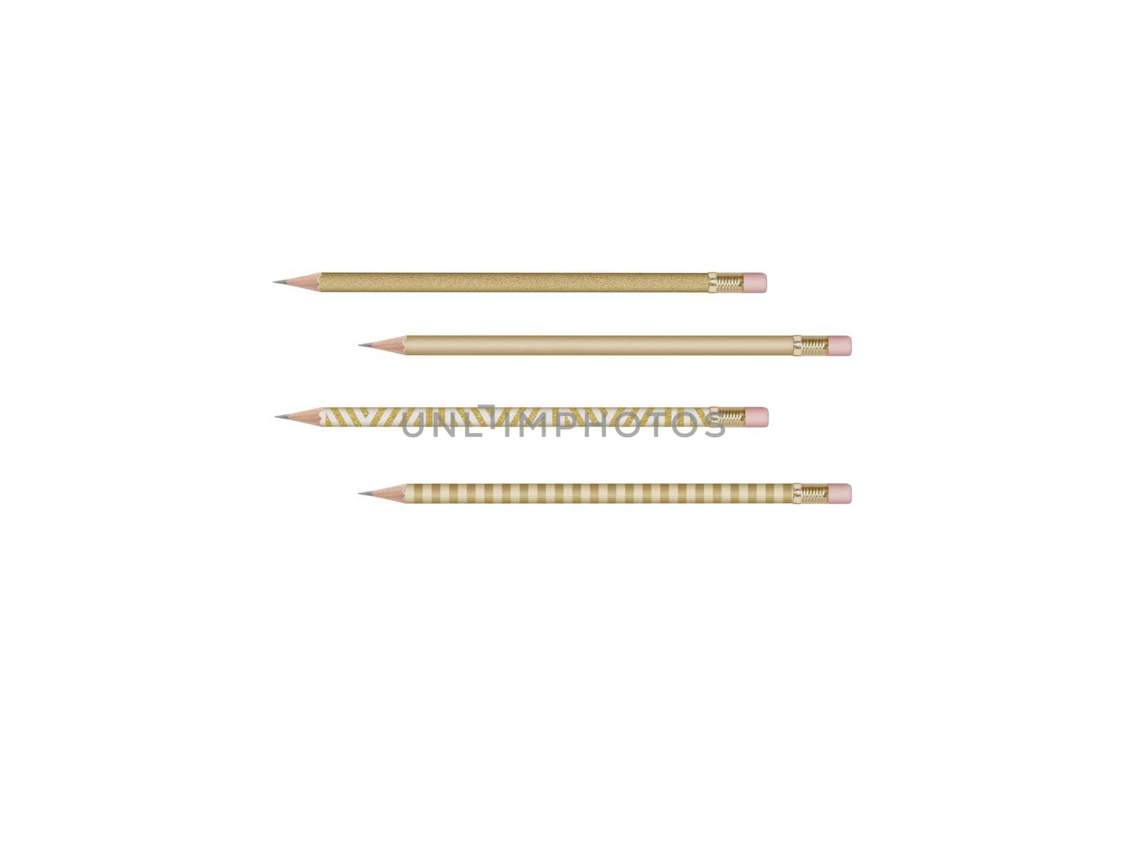 several very beautiful pencils on a white background - 3d rendering by mariephotos