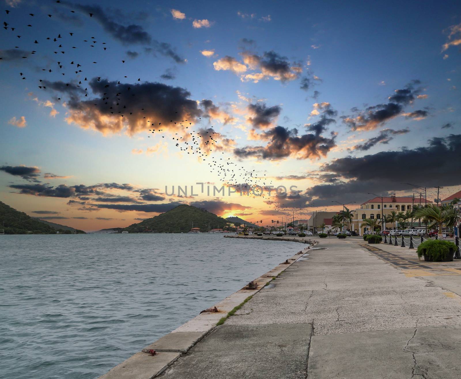 View Down St Thomas Pier at Sunset by dbvirago